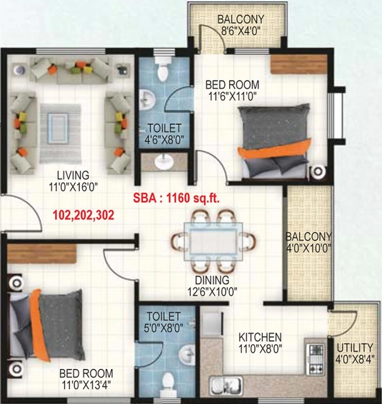 2 BHK Flat in Vaishnavi Vrishab in NRI Layout, Bangalore - Image 795491
