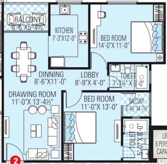 2 BHK Flat in Dhanuka Sunshine Shalimar in Tagore Nagar, Jaipur - Image 850516