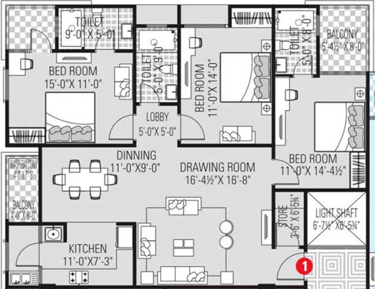 3 BHK Flat in Dhanuka Sunshine Shalimar in Tagore Nagar, Jaipur - Image 850599