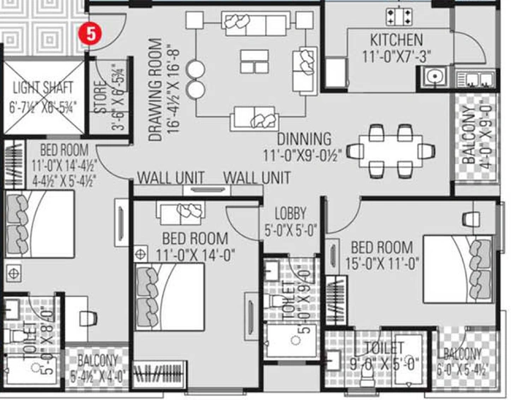 3 BHK Flat in Dhanuka Sunshine Shalimar in Tagore Nagar, Jaipur - Image 850600