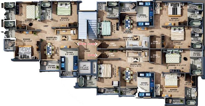 Floor Plan of Dhanuka Sunshine Krishna 3 in Triveni Nagar, Jaipur - Image 264680