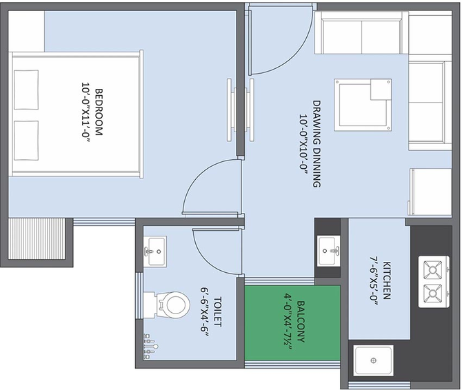 1 BHK Flat in One Galaxy in Bhankrota, Jaipur - Image 851974