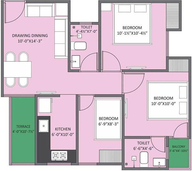 2.5 BHK Flat in One Galaxy in Bhankrota, Jaipur - Image 851977