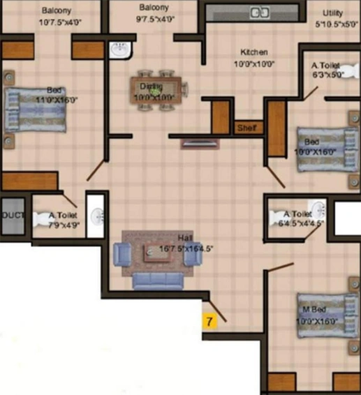 3 BHK Flat in Sri Gujans Annapoorna in Vadavalli, Coimbatore - Image 840930