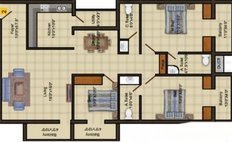 3 BHK Flat in Sri Gujans Annapoorna in Vadavalli, Coimbatore - Image 840931
