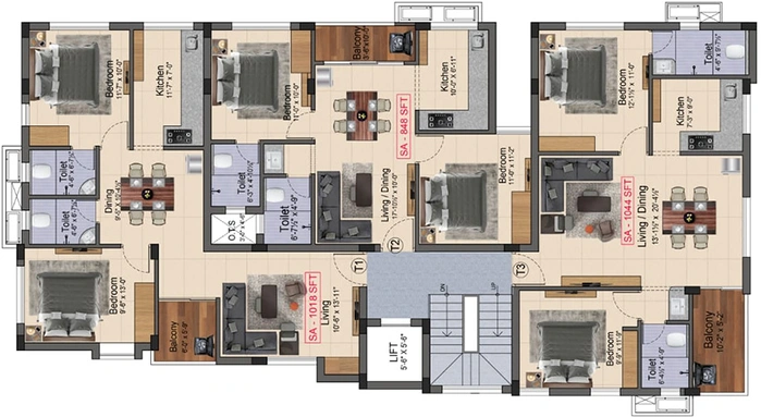 Floor Plan of Sivarams Bharadwaj in Kodambakkam, Chennai - Image 282323