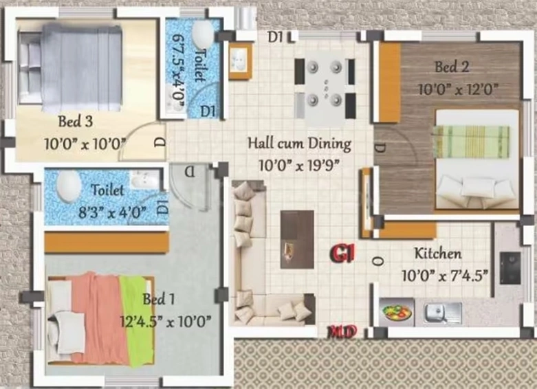 3 BHK Flat in Sivarams Beas Flats in Nanmangalam, Chennai - Image 860547