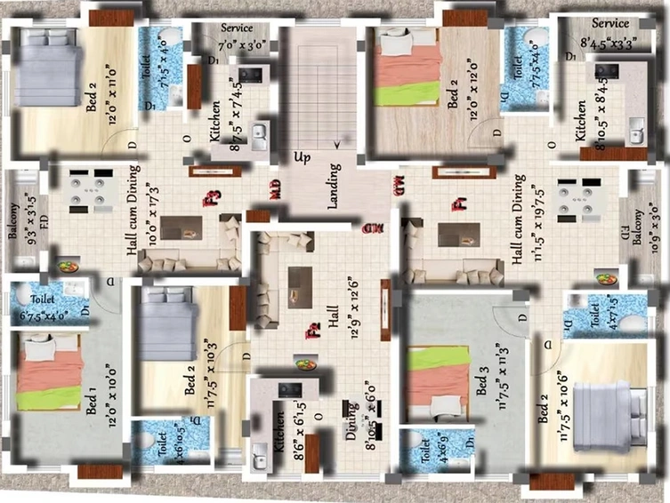 Floor Plan of Sivarams Beas Flats in Nanmangalam, Chennai - Image 282318