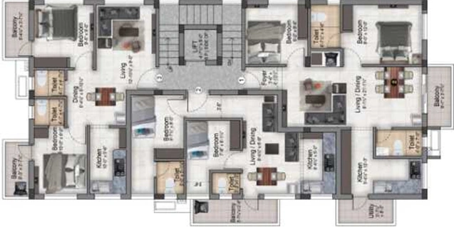 Floor Plan of Sivarams Lakshmi in Virugambakkam, Chennai - Image 282354