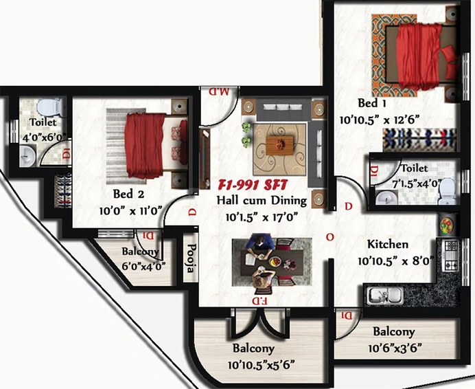 2 BHK Flat in Sivarams Meghna in Medavakkam, Chennai - Image 860568