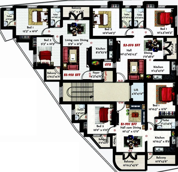 Floor Plan of Sivarams Meghna in Medavakkam, Chennai - Image 282359