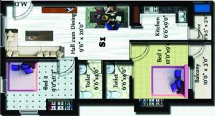 2 BHK Flat in Sivarams Indus 2 in Kolathur, Chennai - Image 860554