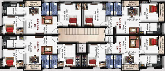 Floor Plan of Sivarams Nile in Medavakkam, Chennai - Image 282371