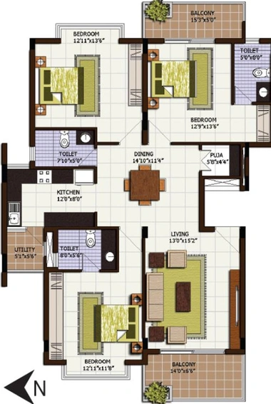 3 BHK Flat in Century Linea in Jakkur, Bangalore - Image 799438
