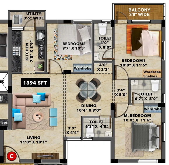 3 BHK Flat in Hansa Garnet in Thiruvottiyur, Chennai - Image 843917