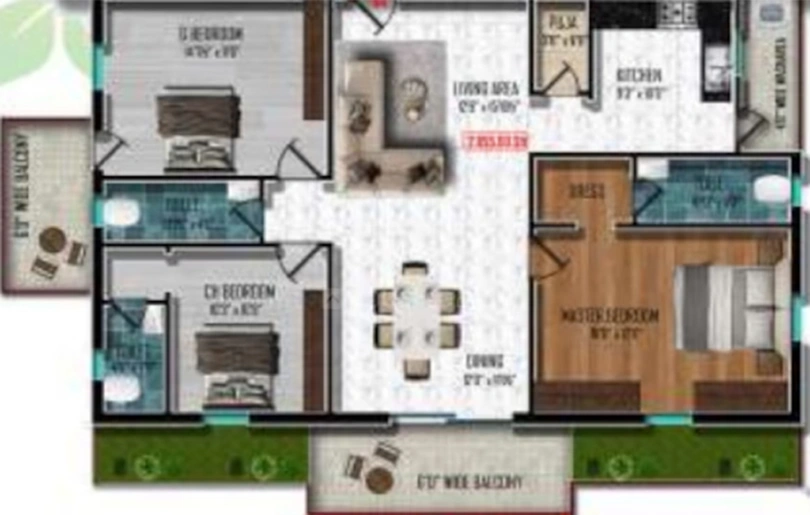 3 BHK Flat in Sterling Grandeur in Bachupally, Hyderabad - Image 797246