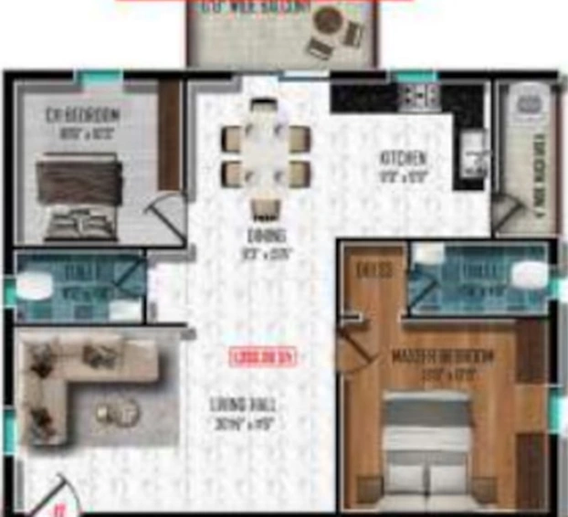 2 BHK Flat in Sterling Grandeur in Bachupally, Hyderabad - Image 797244