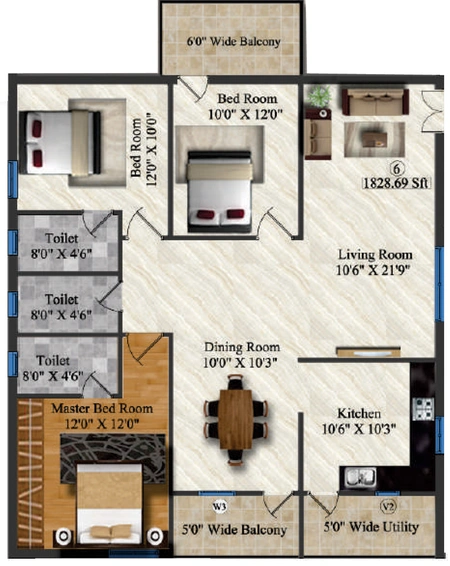 3 BHK Flat in Sterling Silver Heights in Mallampet, Hyderabad - Image 796729