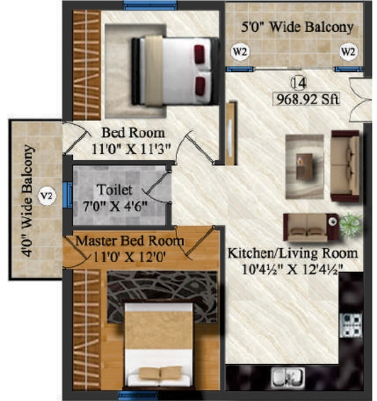 2 BHK Flat in Sterling Silver Heights in Mallampet, Hyderabad - Image 796726