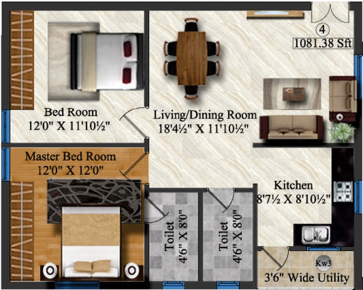 2 BHK Flat in Sterling Silver Heights in Mallampet, Hyderabad - Image 796727