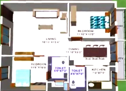 2 BHK Flat in V2 Vaibhav in Hulimavu, Bangalore - Image 880585