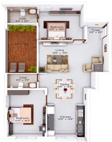 2 BHK Flat in Mahabaleshwara Classique Ebony in Yelahanka, Bangalore - Image 796960