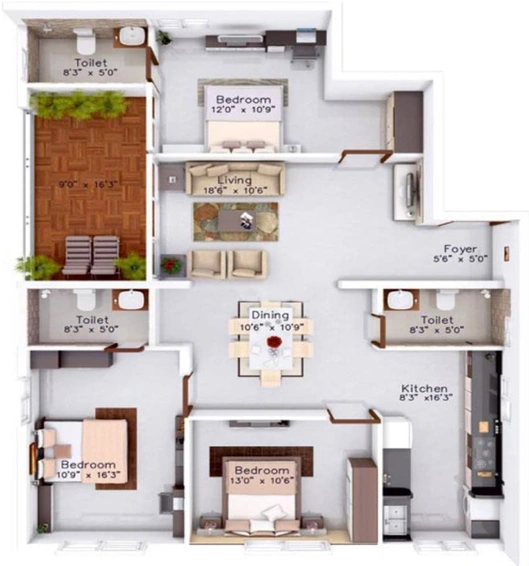 3 BHK Flat in Mahabaleshwara Classique Ebony in Yelahanka, Bangalore - Image 796961