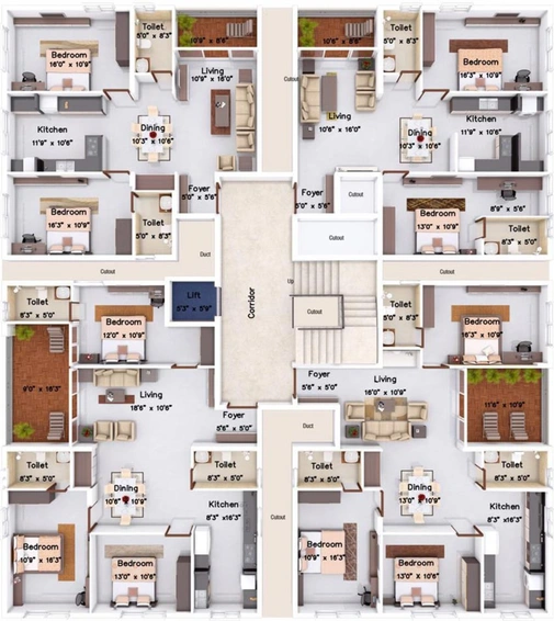 Floor Plan of Mahabaleshwara Classique Ebony in Yelahanka, Bangalore - Image 126899