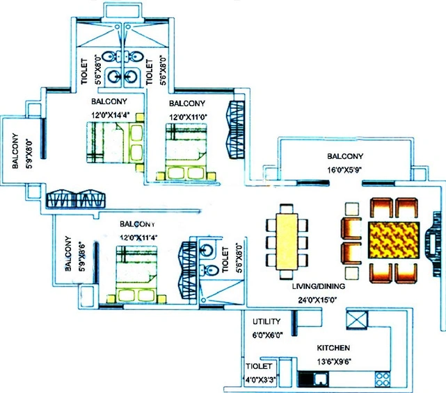 3 BHK Flat in G Corp Zen Gardens in Ulsoor, Bangalore - Image 851823