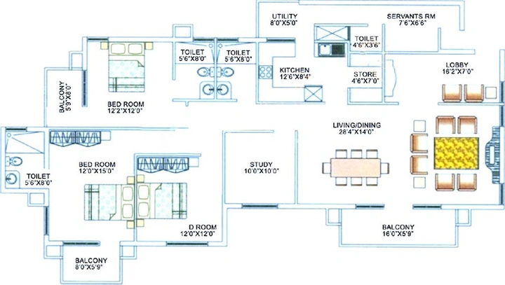 3 BHK Flat in G Corp Zen Gardens in Ulsoor, Bangalore - Image 851824