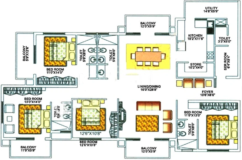 4 BHK Flat in G Corp Zen Gardens in Ulsoor, Bangalore - Image 851825