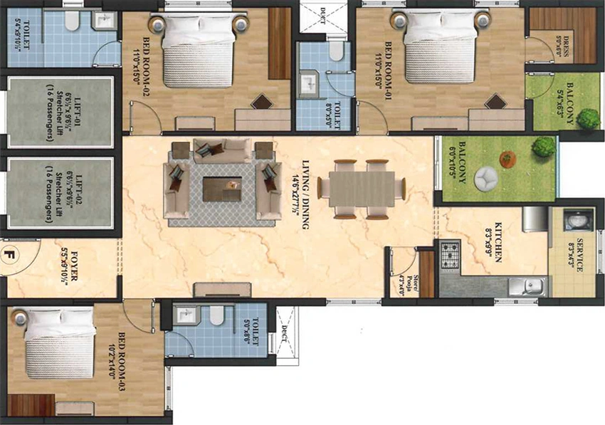 3 BHK Flat in Rainbow Girnar in Choolai, Chennai - Image 877704