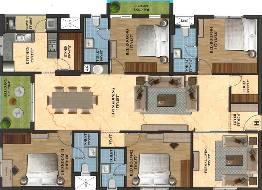 4 BHK Flat in Rainbow Girnar in Choolai, Chennai - Image 877706