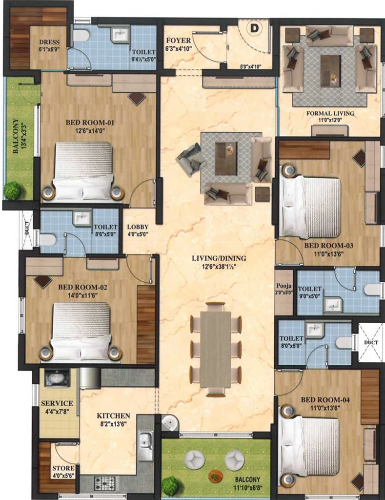 4 BHK Flat in Rainbow Girnar in Choolai, Chennai - Image 877707