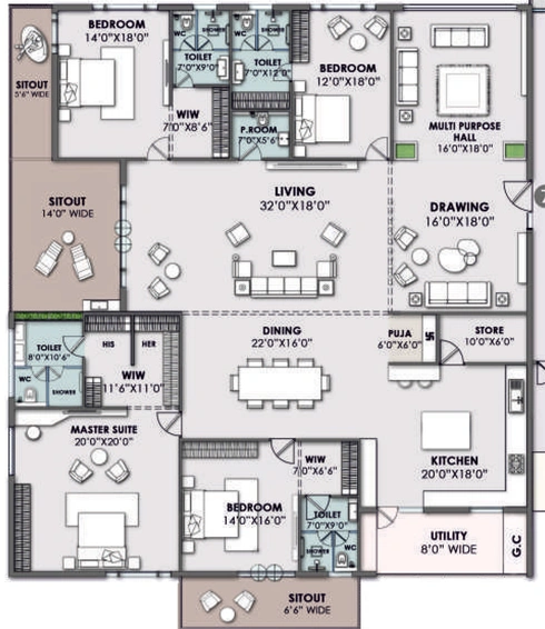 4 BHK Flat in Vamsiram Newmark in Narsingi, Hyderabad - Image 797588