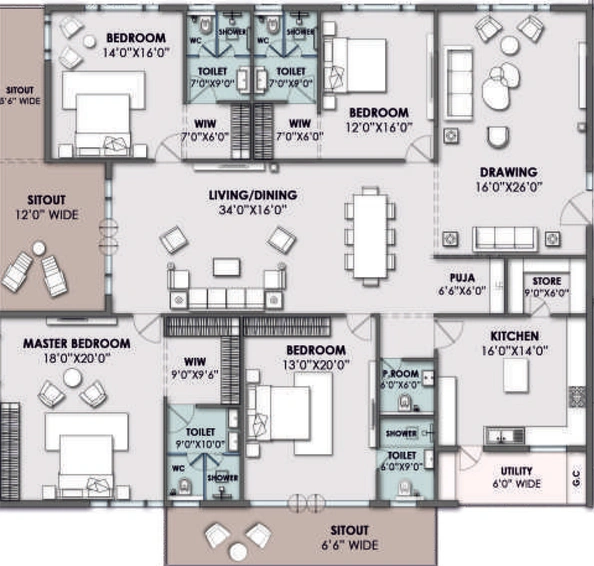 4 BHK Flat in Vamsiram Newmark in Narsingi, Hyderabad - Image 797585