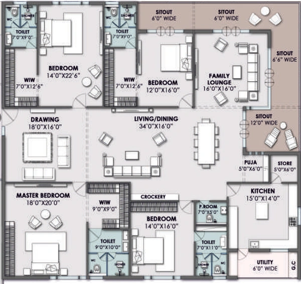 4 BHK Flat in Vamsiram Newmark in Narsingi, Hyderabad - Image 797586