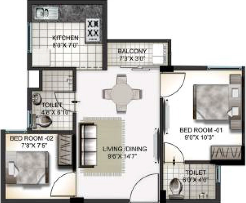 2 BHK Flat in Urban Tree Oxygen in Perumbakkam, Chennai - Image 877575