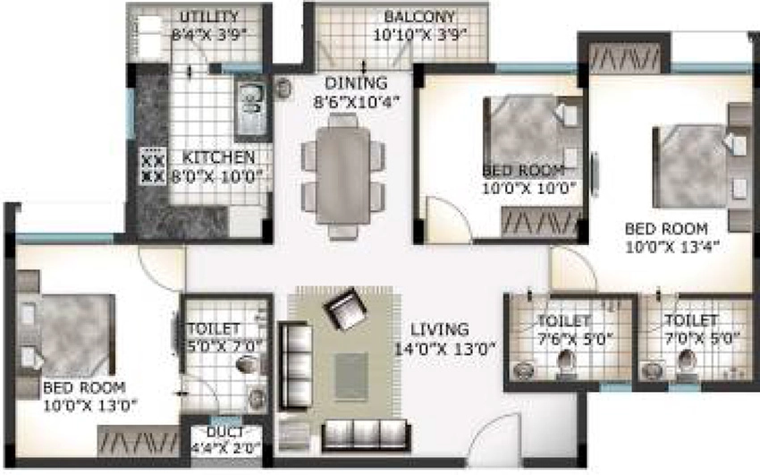 3 BHK Flat in Urban Tree Oxygen in Perumbakkam, Chennai - Image 877577