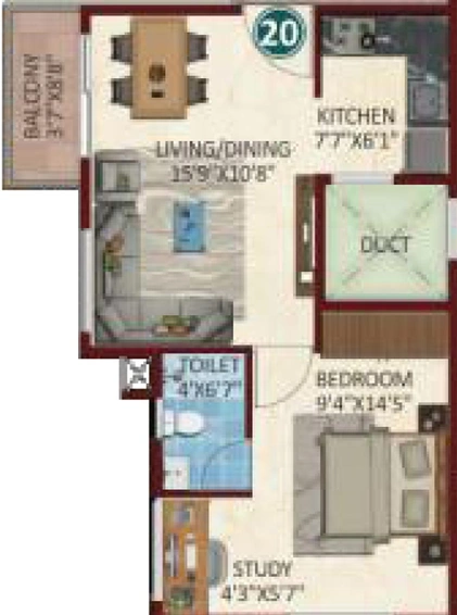 1 BHK Flat in Desai Green Gardens in Dasarahalli, Bangalore - Image 797578