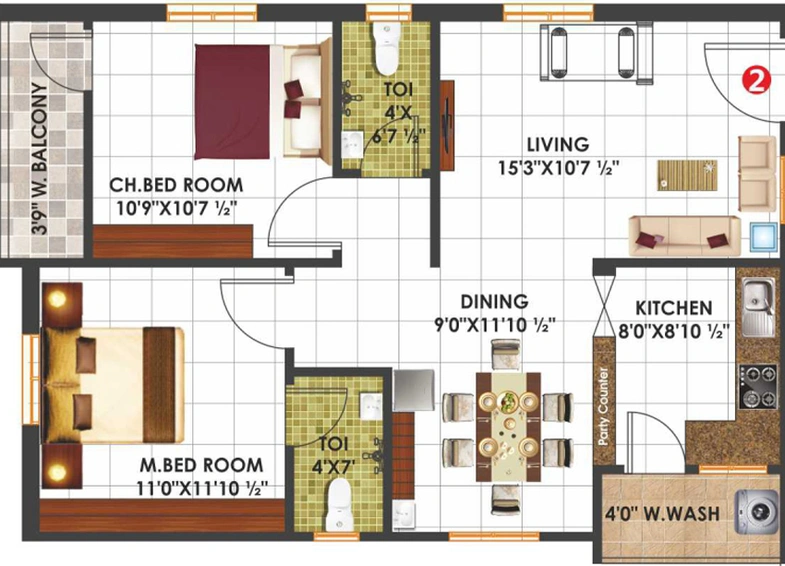 2 BHK Flat in Aditi Green Elite in Bowrampet, Hyderabad - Image 797677
