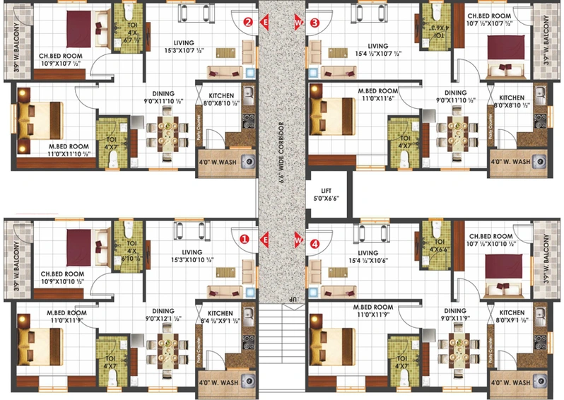 Floor Plan of Aditi Green Elite in Bowrampet, Hyderabad - Image 127173