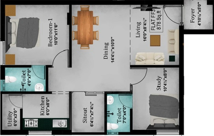 2 BHK Flat in MS Charan Blossom in Madipakkam, Chennai - Image 857829