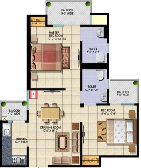 2 BHK Flat in Techmans Moti City in Modinagar, Ghaziabad - Image 836176