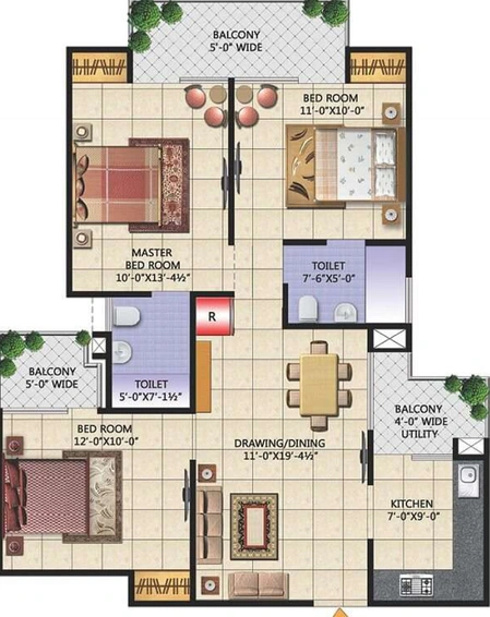 3 BHK Flat in Techmans Moti City in Modinagar, Ghaziabad - Image 836178