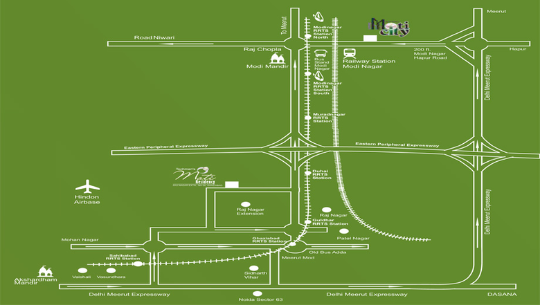Location of Techmans Moti City in Modinagar, Ghaziabad - Image 232217