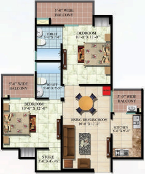 2 BHK Flat in Techman Moti Residency Phase 2 in Raj Nagar Extension, Ghaziabad - Image 836173