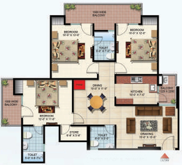 3 BHK Flat in Techman Moti Residency Phase 2 in Raj Nagar Extension, Ghaziabad - Image 836174
