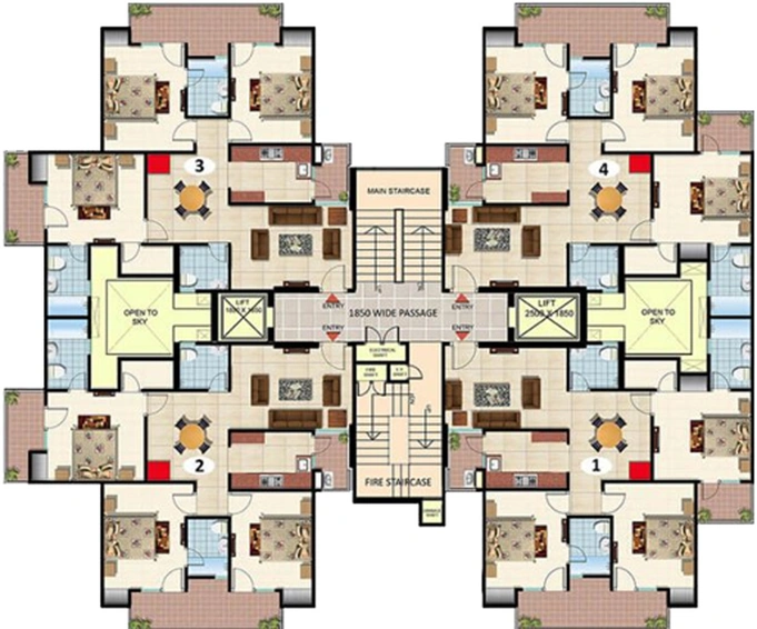 Floor Plan of Techman Moti Residency Phase 2 in Raj Nagar Extension, Ghaziabad - Image 232204
