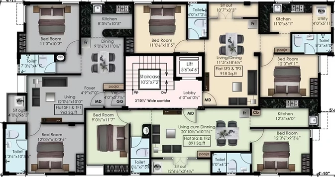 Floor Plan of MS Charan Enclave in Ayanambakkam, Chennai - Image 278538